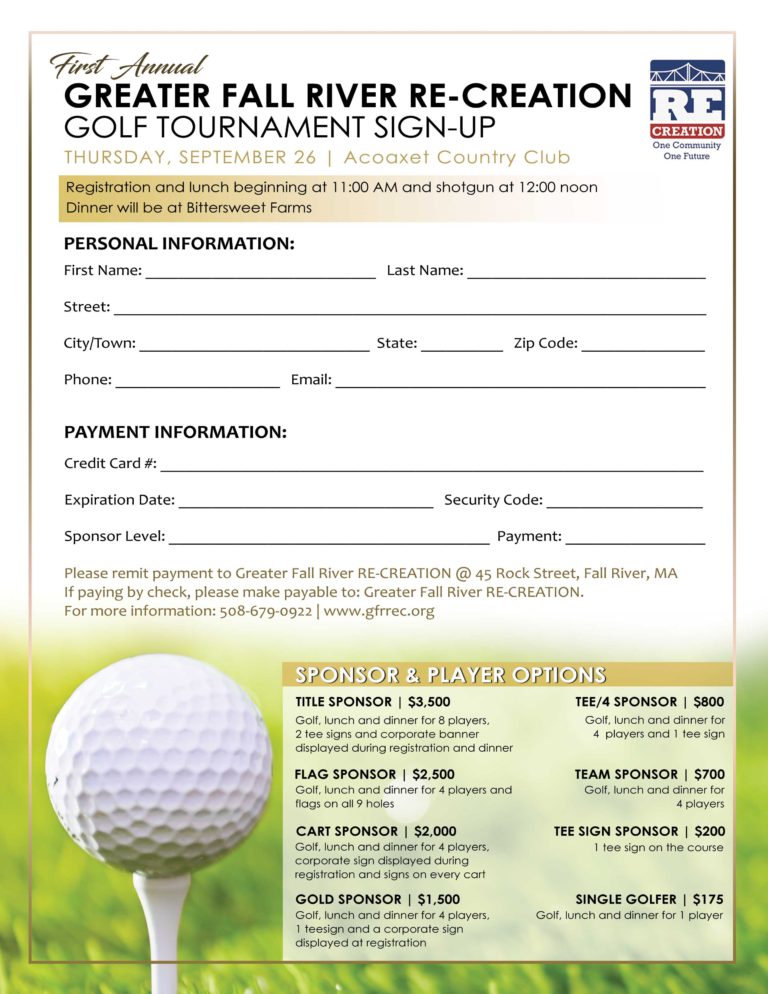 Golf Tournament_SignUp Form_rgb Greater Fall River RECREATION